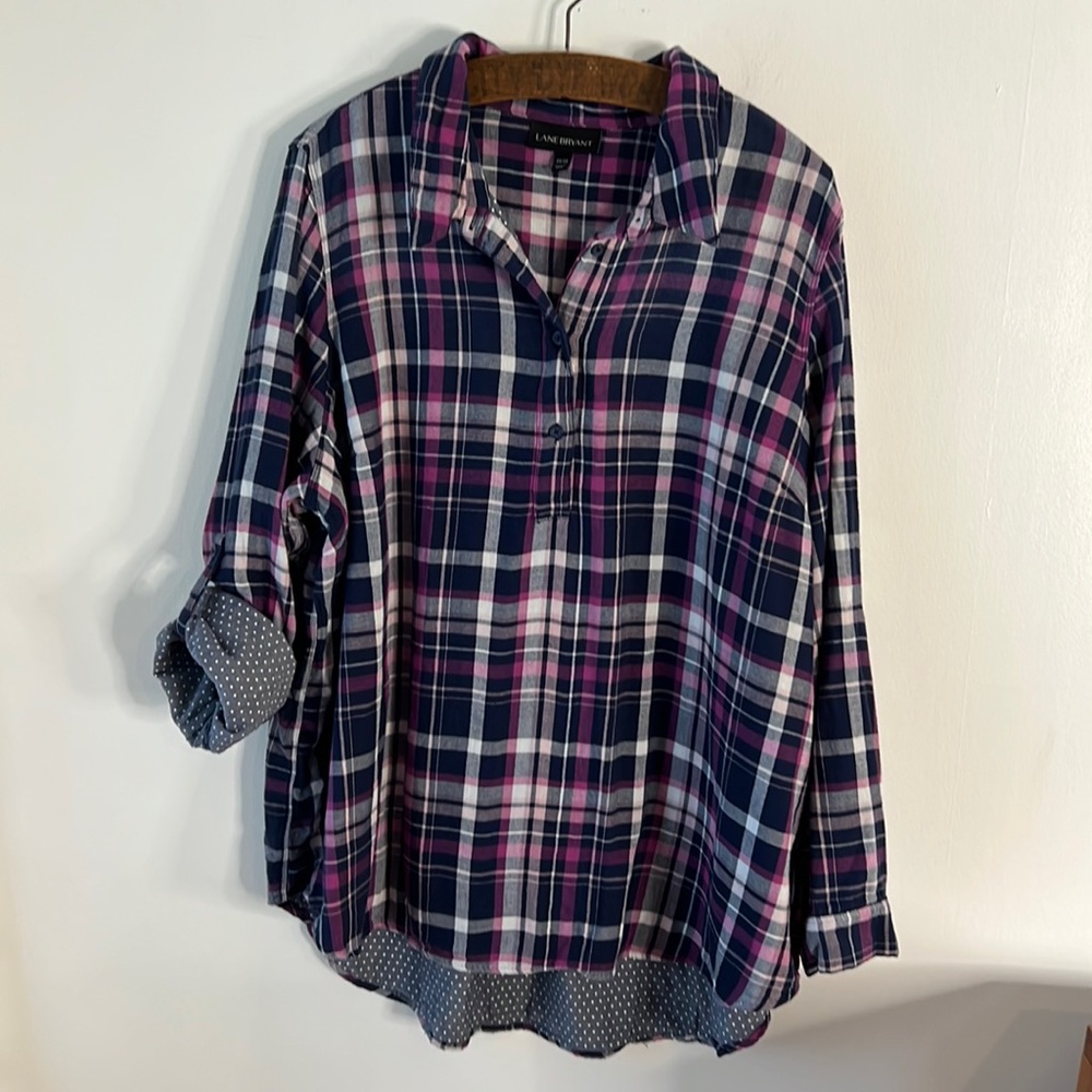 Lane Bryant Flannel Tunic With Contrasting Trim.  Size 22/24.